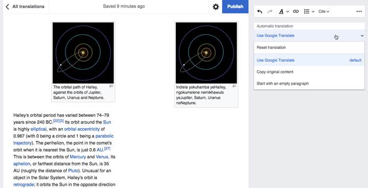 Google’un çeviri servisi Vikipedi’ye yardımcı olacak