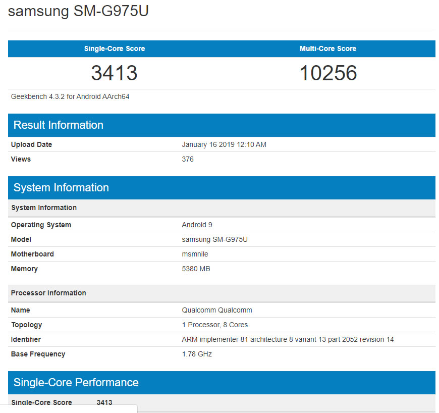 Samsung Galaxy S10 Plus'ın Geekbench test puanları ortaya çıktı
