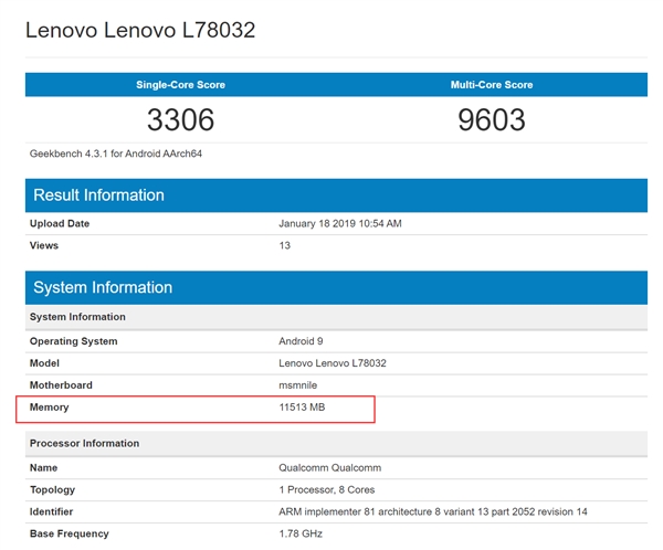 12 GB RAM'li Lenovo Z5 Pro GT Geekbench'te görüntülendi