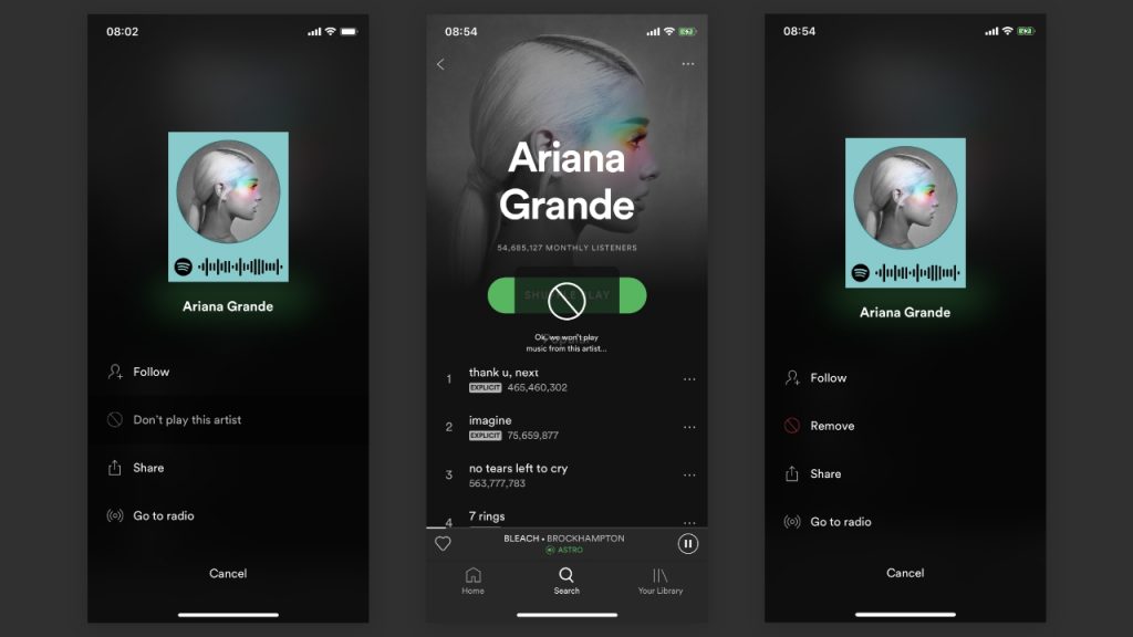 Spotify, sanatçıları engellemenize izin verecek