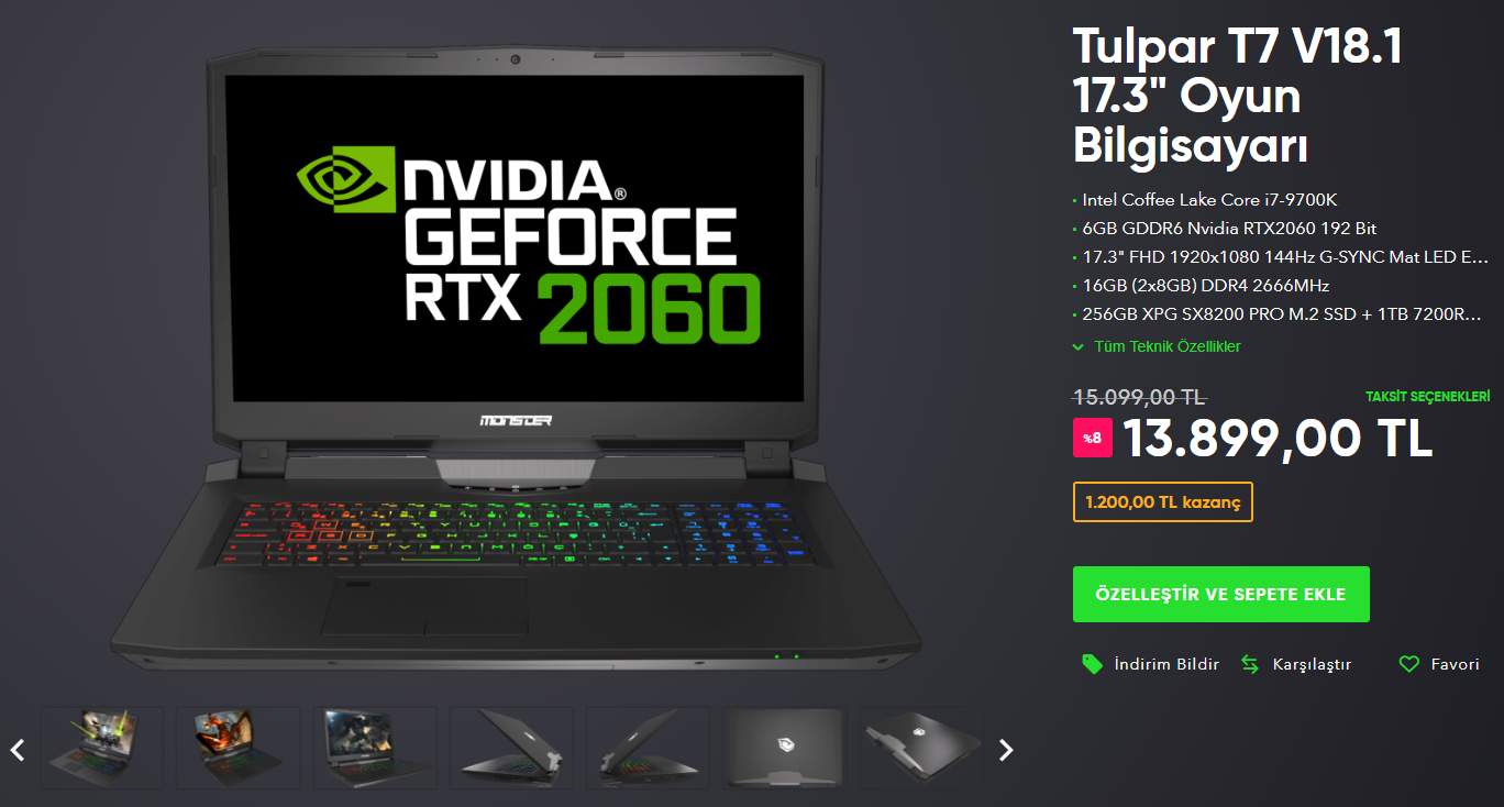 GeForce RTX ekran kartlı Monster Notebook'lar satışa sunuldu
