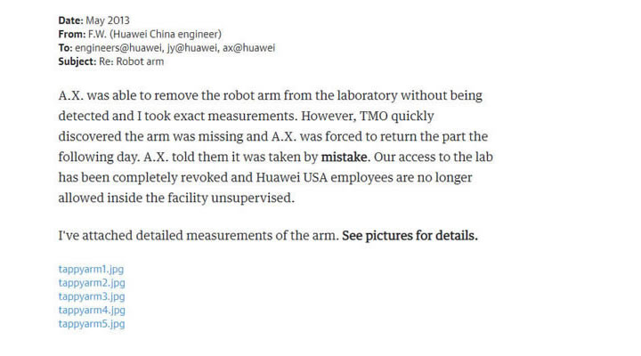 Huawei'nin planladığı robot casusluğunun e-posta yazışmaları ortaya çıktı