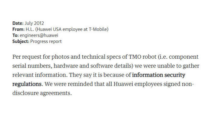 Huawei'nin planladığı robot casusluğunun e-posta yazışmaları ortaya çıktı
