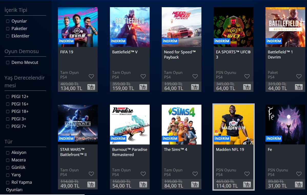 PlayStation Store'da EA oyunlarına büyük indirimler