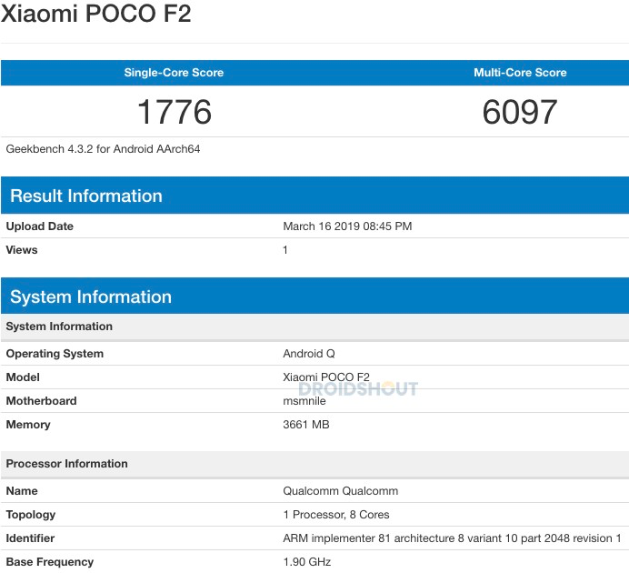 Pocophone F2 modeli benchmark testlerinde görüldü