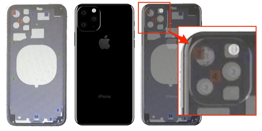 Üç arka kamera ile gelmesi beklenen iPhone 11'in yeni çizimleri ortaya çıktı