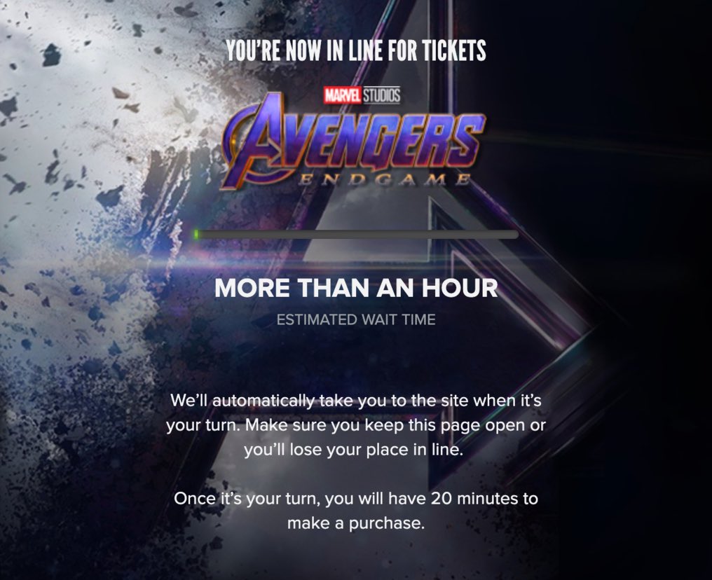 Avengers: Endgame ön satışları bilet sitelerini çökertti