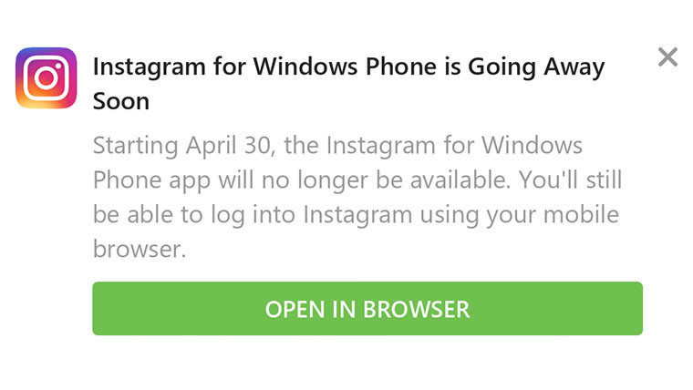 Windows telefonlara bir darbe de Instagram'dan geldi