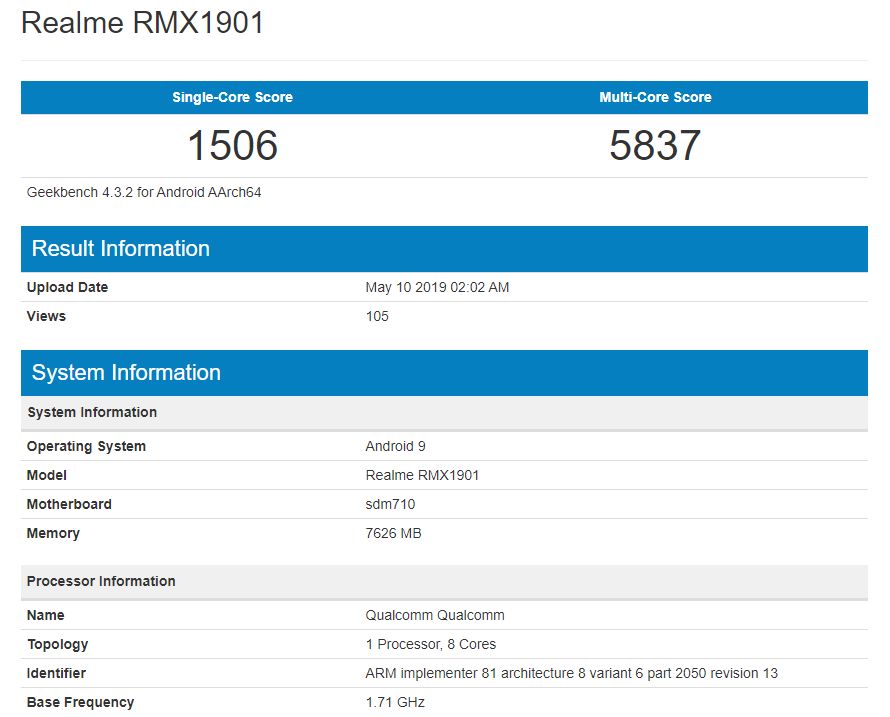 Snapdragon 710'lu Realme X bu kez GeekBench'te ortaya çıktı