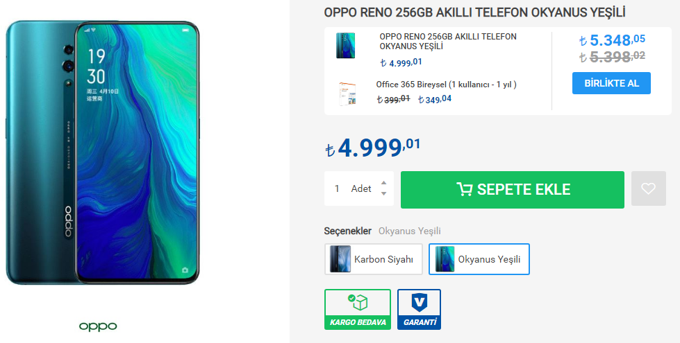 oppo reno türkiye fiyatı ve özellikleri