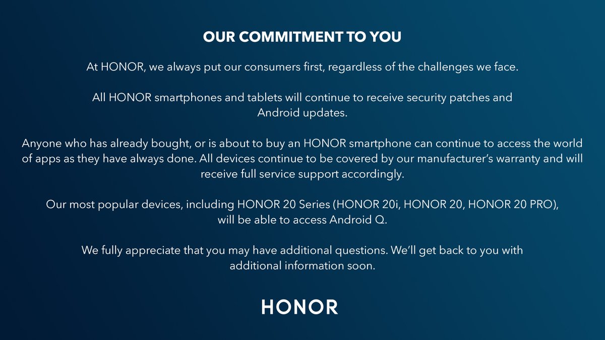 Honor 20 serisi de Android Q güncellemesi alacak