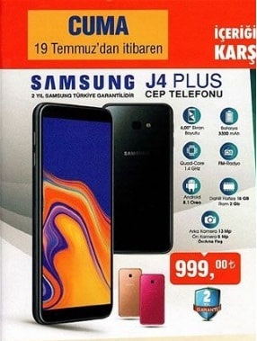 Haftaya BİM marketlerde çok uygun fiyata Galaxy J4 Plus var