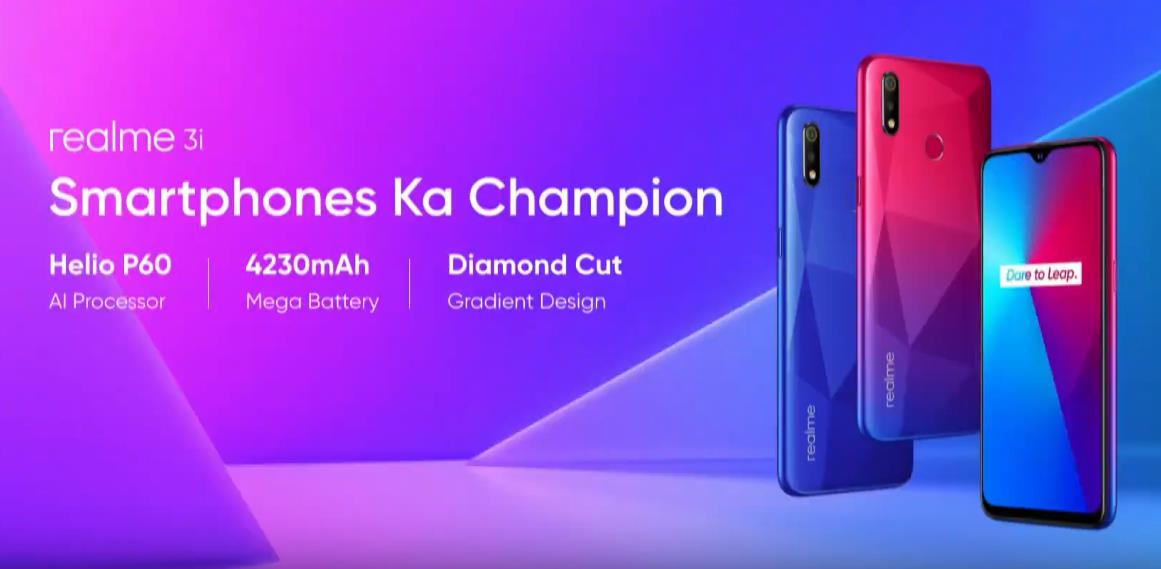 Realme 3i resmen tanıtıldı: Helio P60, damla çentik ve çift arka kamera