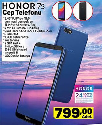 Haftaya A101 marketlerde Honor 7S, BİM marketlerde Redmi Go modeli var