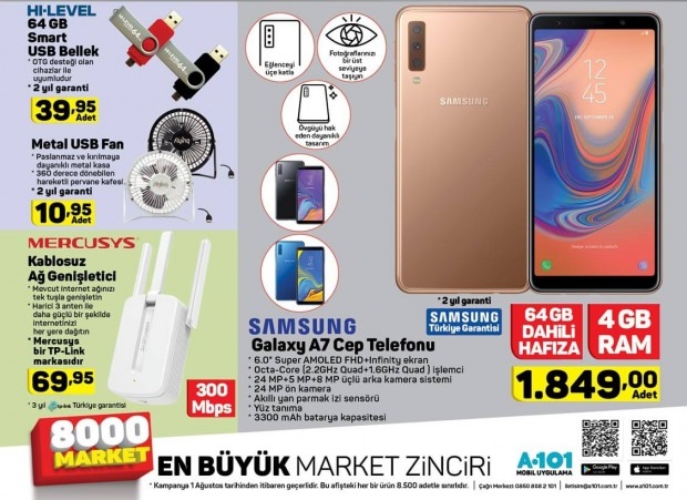 Haftaya A101 marketlerde uygun fiyata Galaxy A7 ve BİM marketlerde Huawei Y5 2018 var