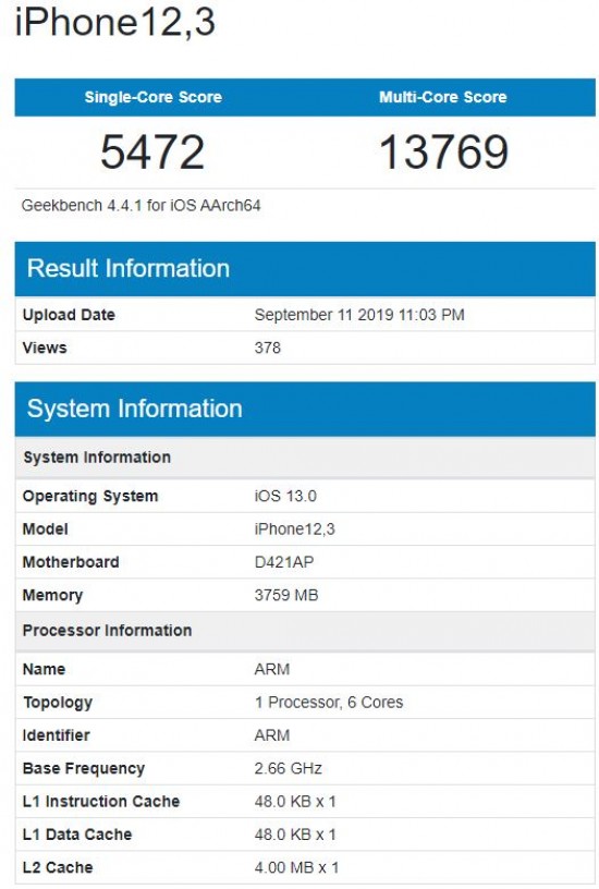 iPhone 11 Pro modelinin Geekbench puanı belli oldu