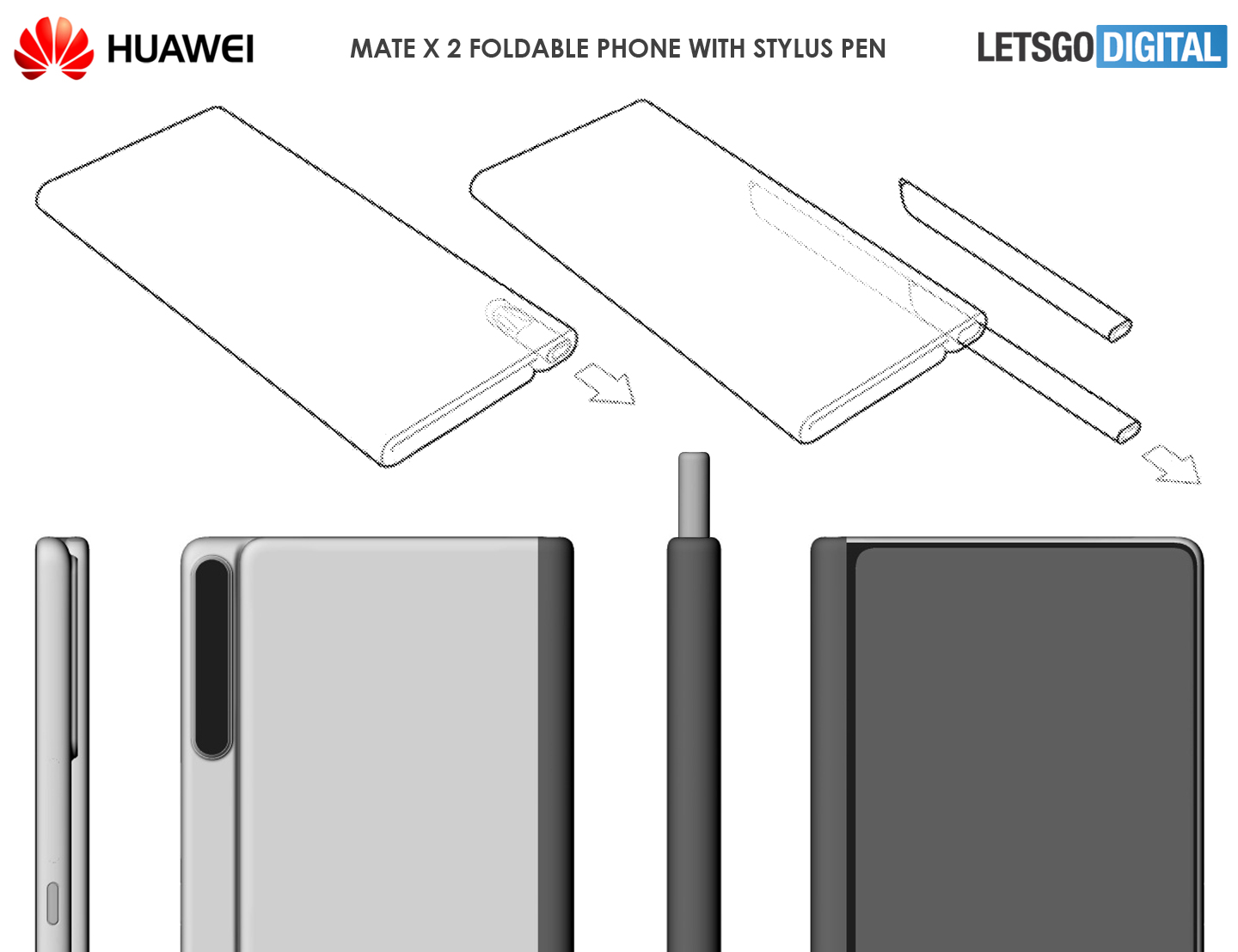Stylus kalemli Huawei Mate X 2'nin tasarımı ortaya çıktı