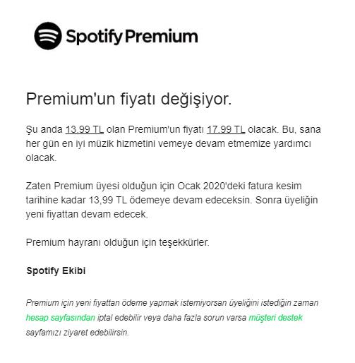 Spotify’a zam geldi: 18 TL