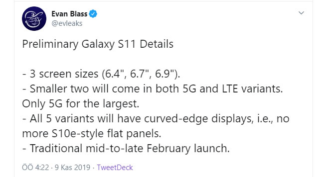Samsung Galaxy S11 serisiyle ilgili önemli detaylar sızdırıldı