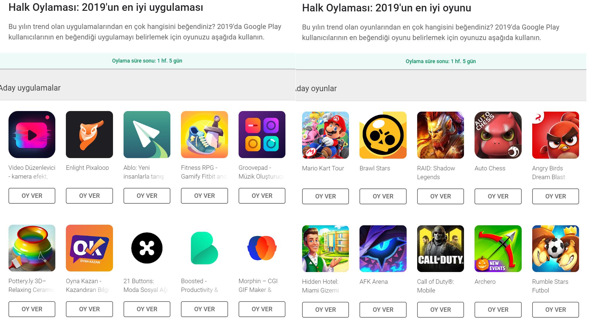 Google Play halk oylaması ödülleri başladı