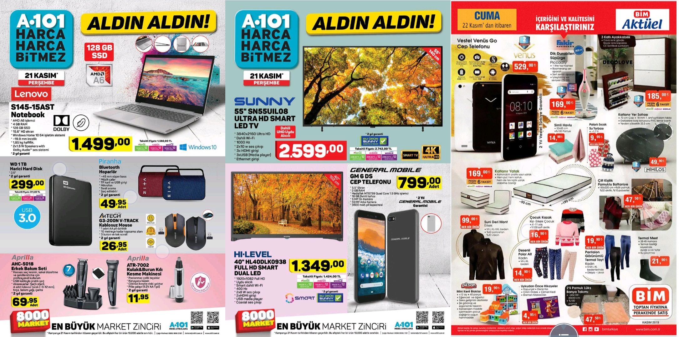 Haftaya A101 marketlerde GM 6 DS, BİM marketlerde Vestel Venus Go var