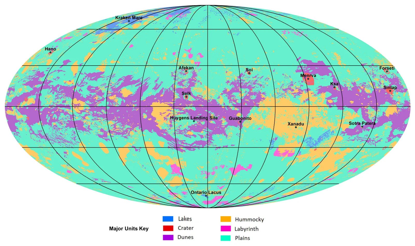 Titan'ın, ilk küresel jeolojik haritası tamamlandı