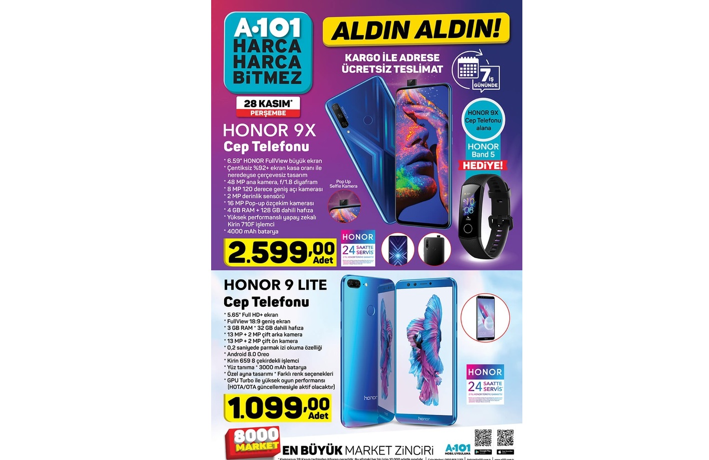 Haftaya A101 marketlerde Honor 9X sürprizi