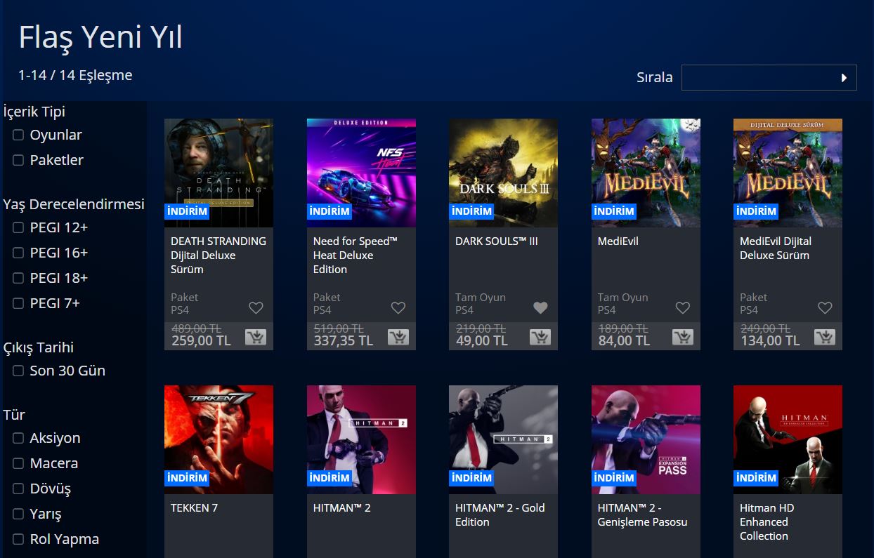 PlayStation Store'da 'Flaş Yeni Yıl' indirimleri başladı