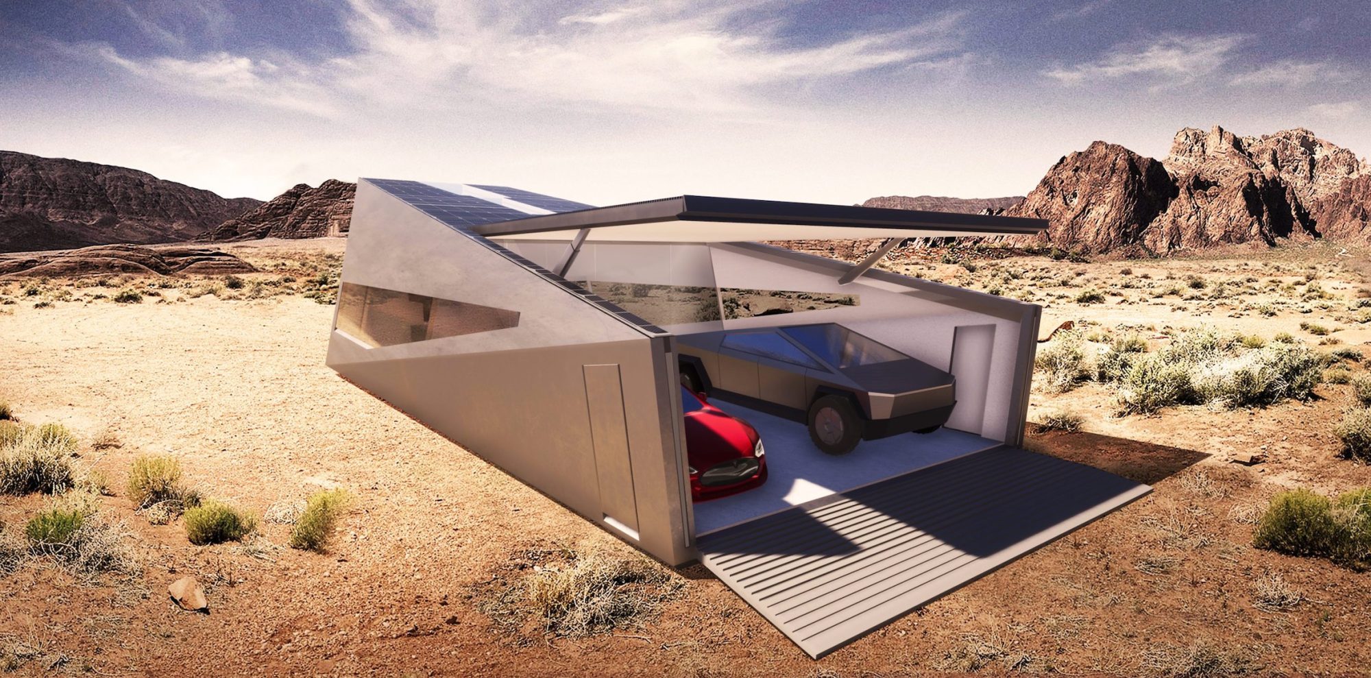 Tesla Cybertruck için özelleştirilmiş garaj konsepti: Cybunker