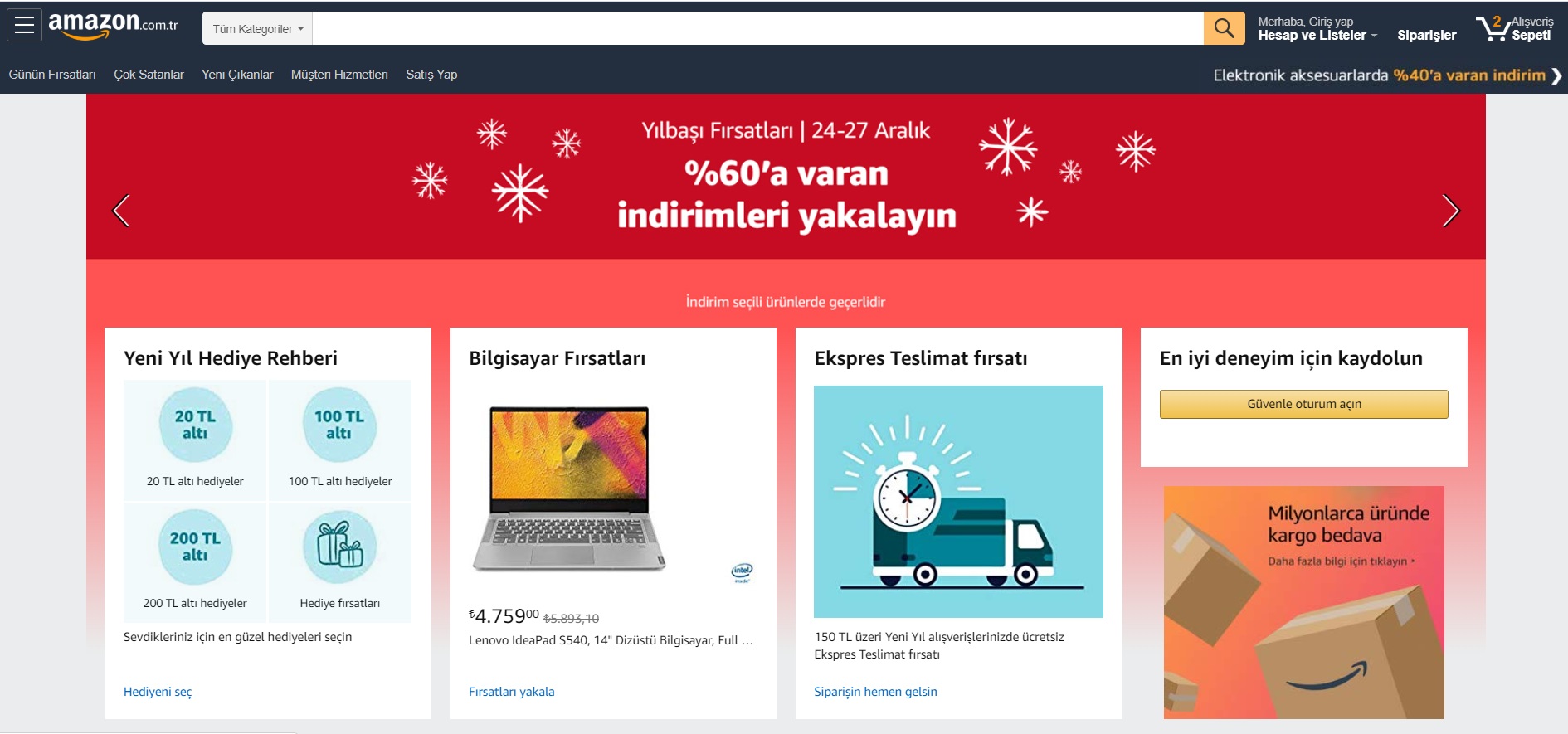 Amazon.com.tr’de Yılbaşı Fırsatları başladı