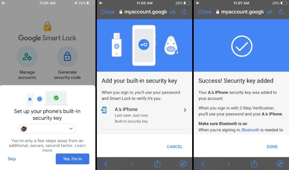 iPhone'lar artık Google güvenlik anahtarı olarak kullanılabiliyor