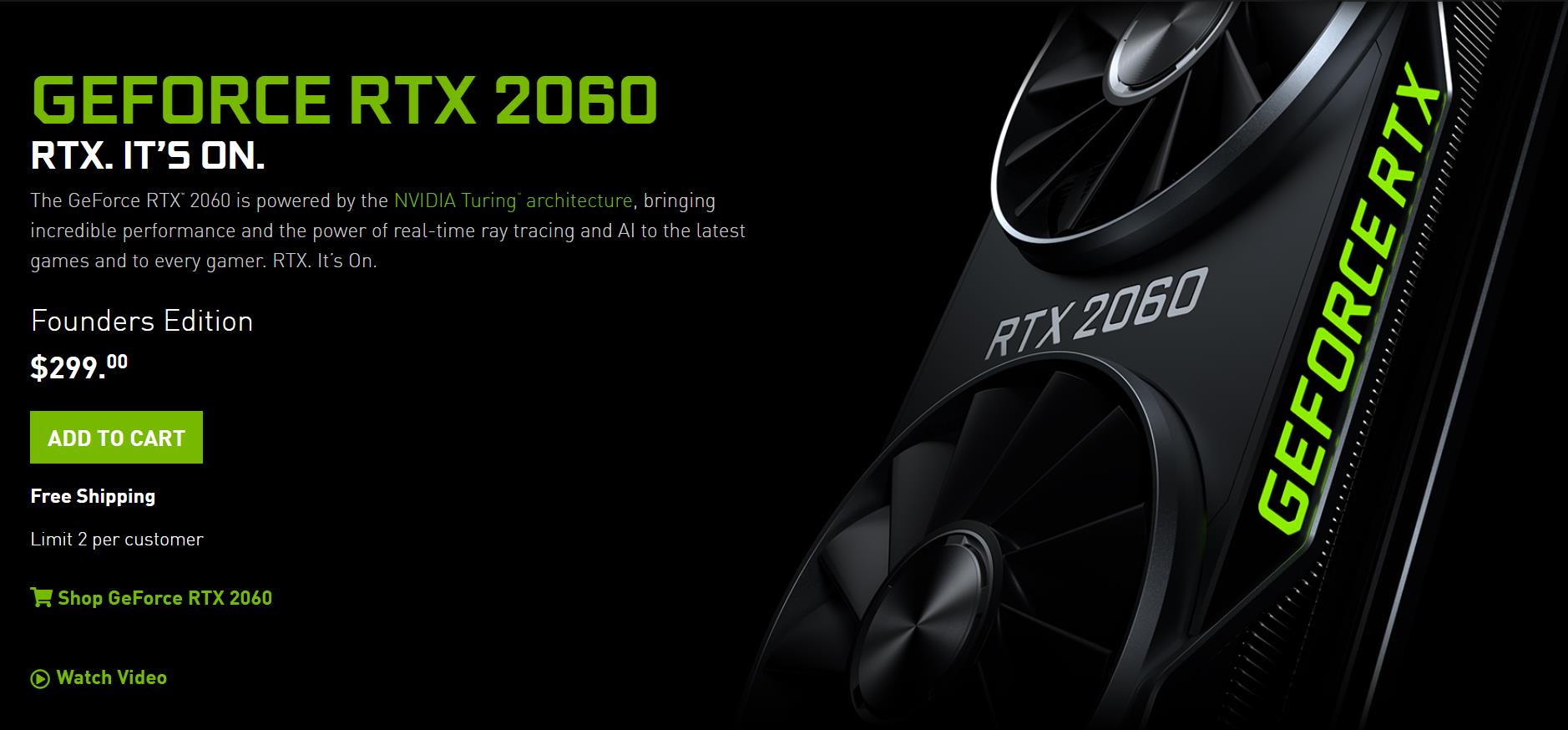 Nvidia GeForce RTX 2060 indirime girdi