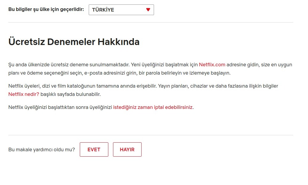 Netflix Türkiye 30 günlük deneme süresini iptal etti