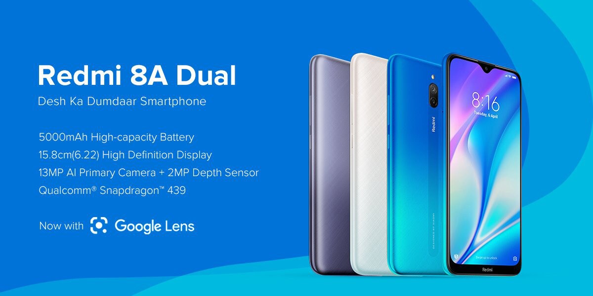 6.22 inç ekran ve çift arka kameralı Redmi 8A Dual tanıtıldı