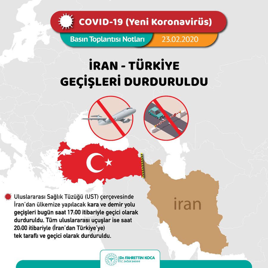 Koronavirüs nedeniyle İran-Türkiye arası tüm geçişler durduruldu