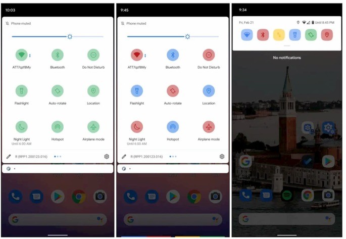 Android 11'in hızlı ayarlar menüsündeki simgeler renklendirilebilir