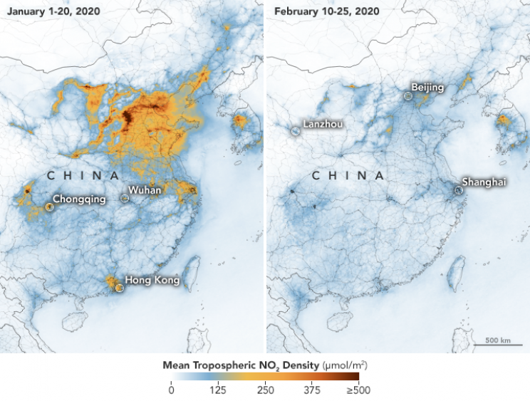 Koronavirüs salgını, Çin’deki hava kirliliği oranının azalmasına neden oldu