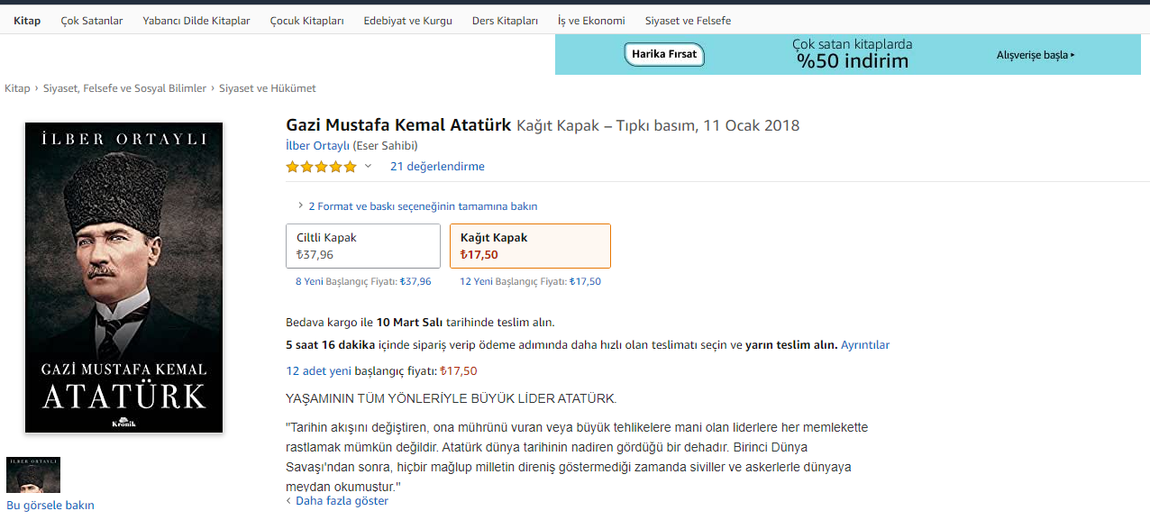 Amazon.com.tr'de kitaplarda büyük indirim başladı