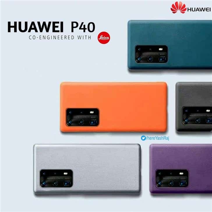 Huawei P40'ın beş renk seçeneğini gösteren poster yayınlandı