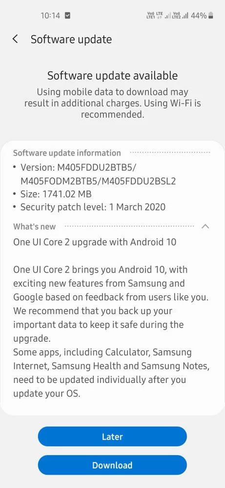 Samsung Galaxy M40 için Android 10 güncellemesi yayınlandı