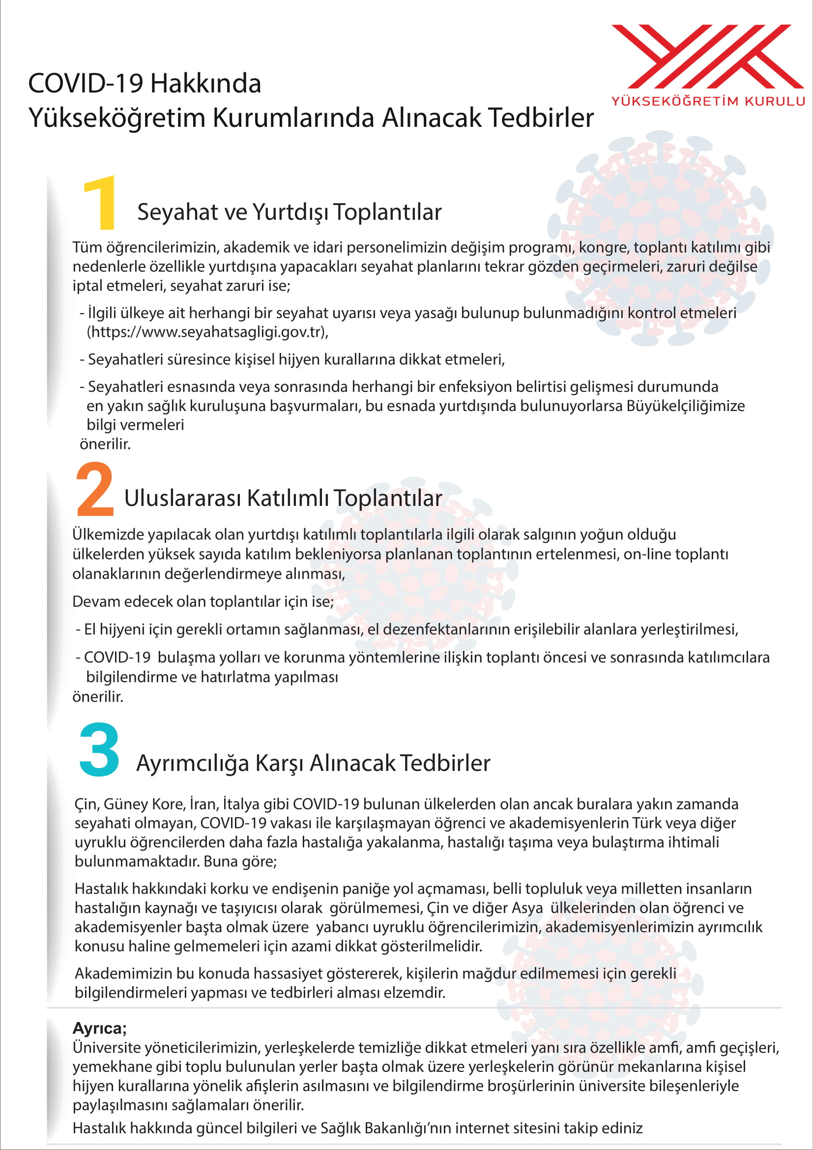 YÖK 2019-nCoV kılavuzu yayımlandı