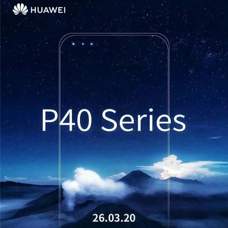 Huawei P40'ın lansman posteri üç ön kameraya işaret ediyor