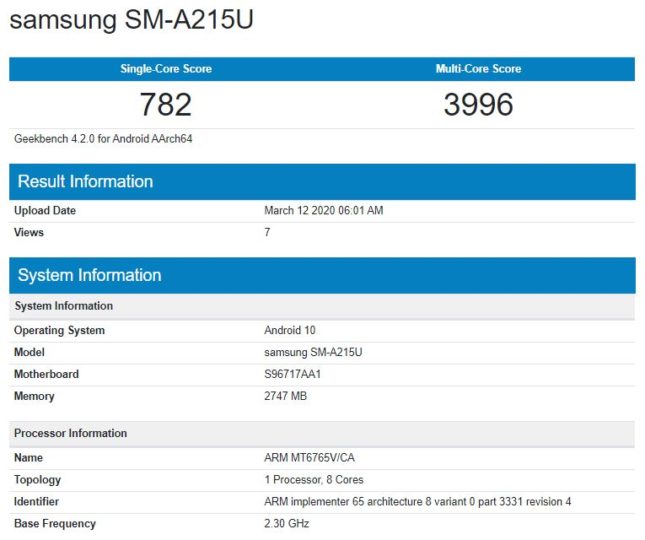 Samsung Galaxy A21'in teknik özellikleri ortaya çıktı