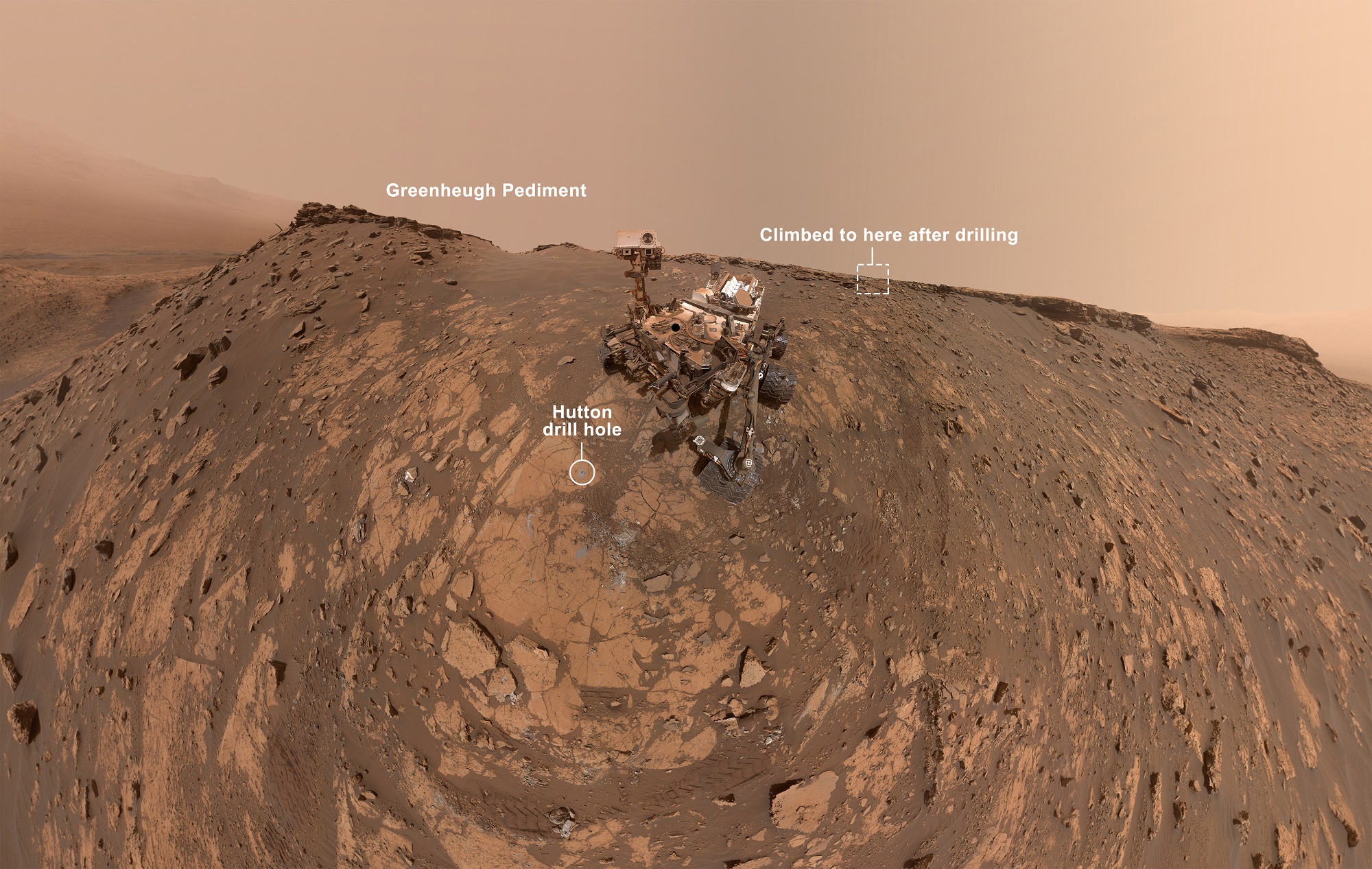 Mars'ta tırmanışa geçen Curiosity, Dünya'ya yeni bir selfie gönderdi