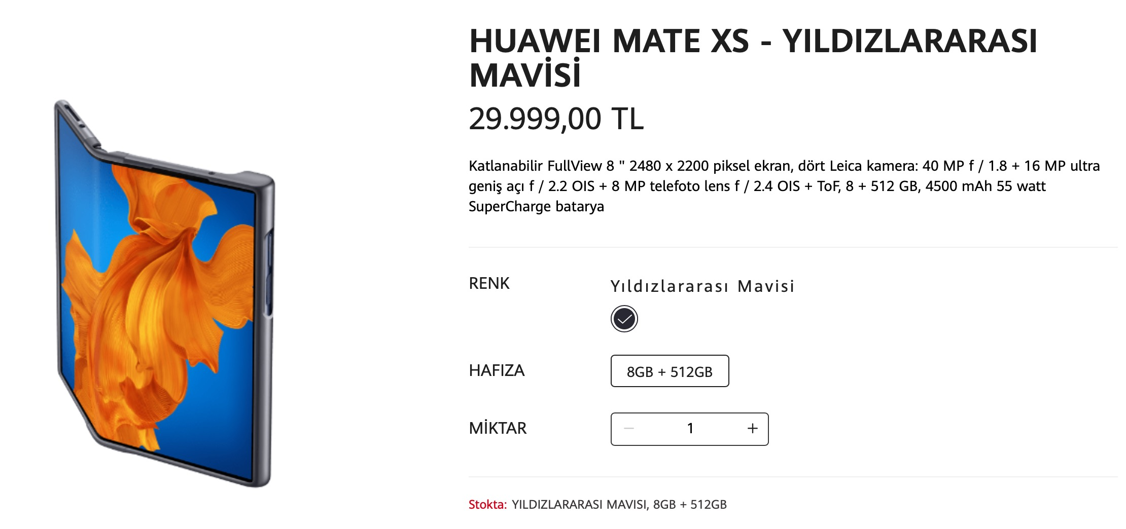 huawei mate xs türkiye fiyatı belli oldu