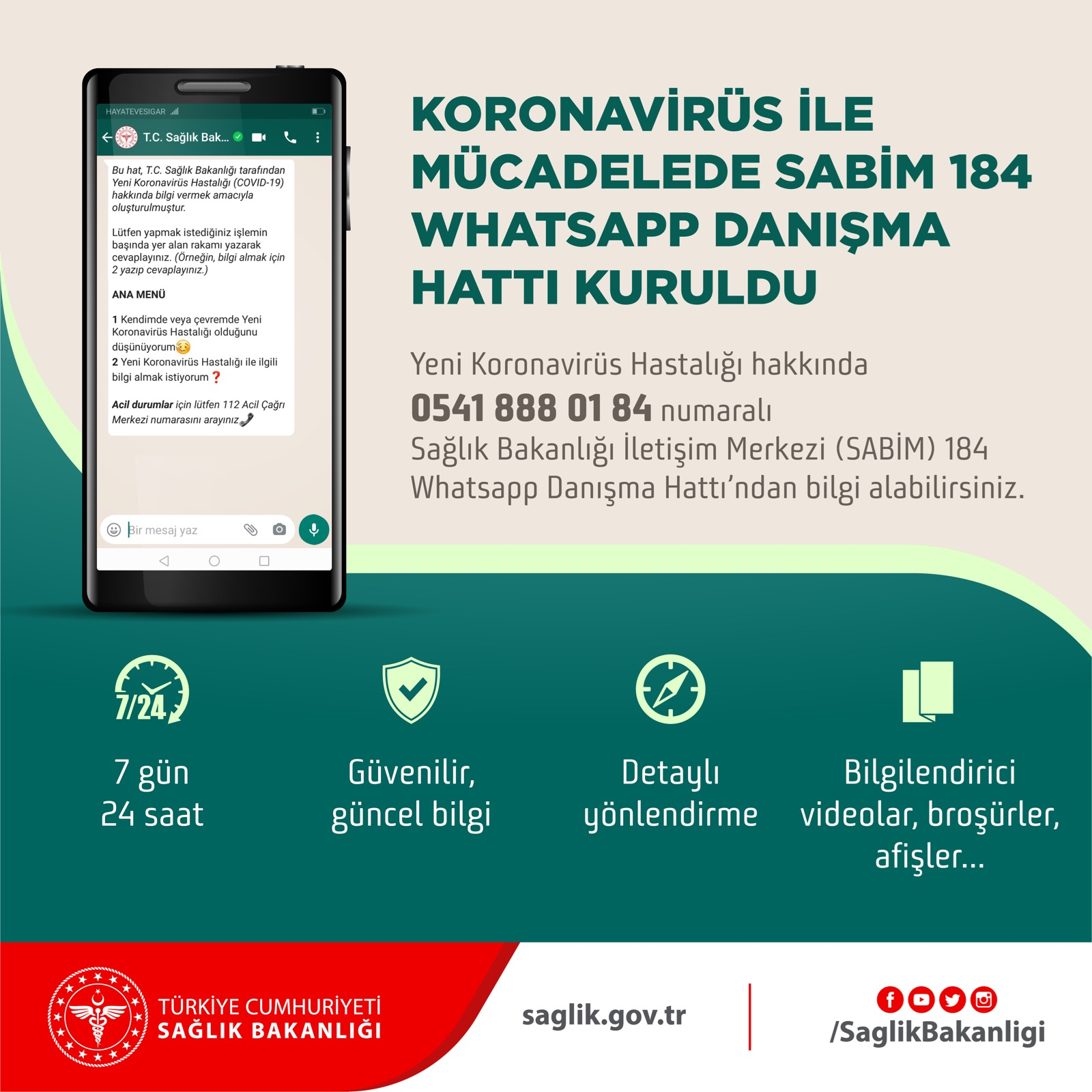 Sağlık Bakanlığı'nın Whatsapp Danışma Hattı devrede
