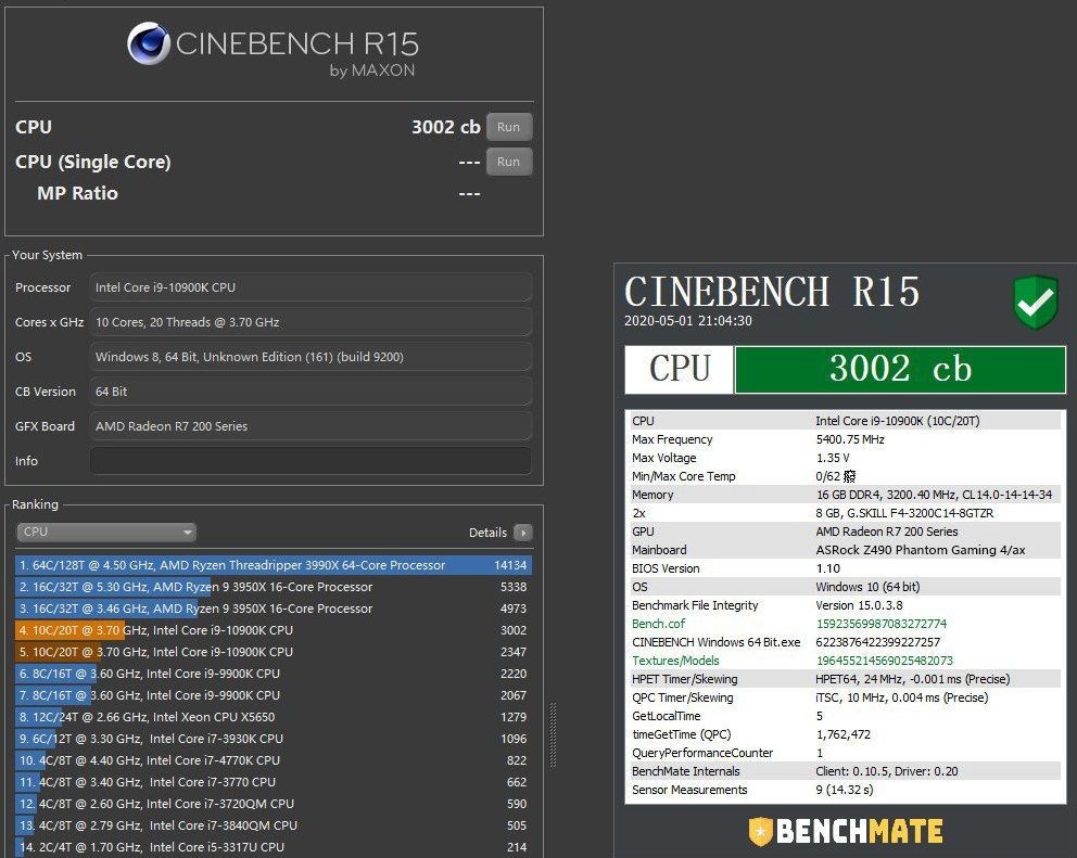 Core i9-10900K 5.4 GHz’e hız aşırtıldı: Halen Ryzen 9 3900X’ten geride