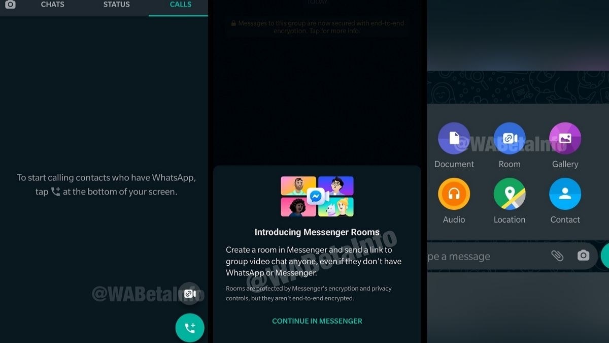 WhatsApp beta sürümünde Messenger Rooms entegrasyonu