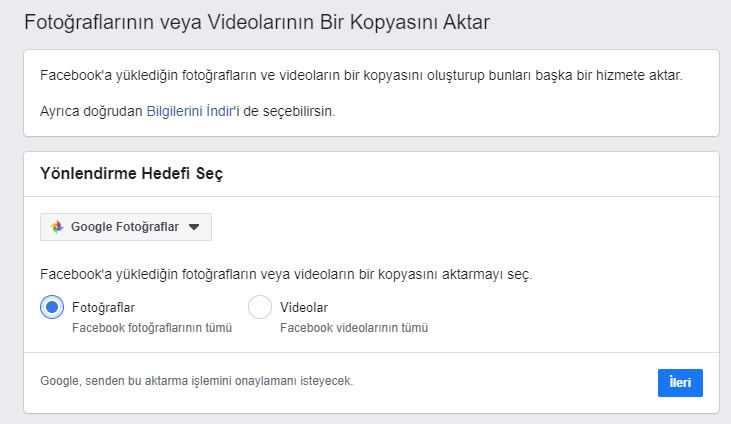 Facebook kullanıcıları artık fotoğraf ve videolarını Google Fotoğraflar'a aktarabiliyor