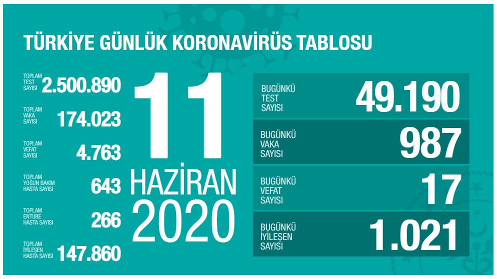 Koronavirüs salgınında inişli çıkışlı gidişat devam ediyor (11 Haziran)